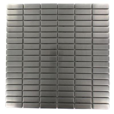 Stainless Steel Stacked Pattern 12 in. x 12 in. x 8 mm Metal Mosaic Floor and Wall Tile