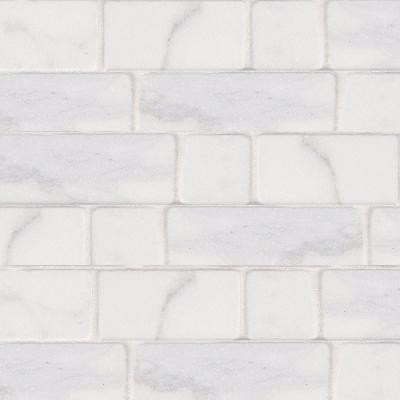Statuario Block 12 in. x 12 in. x 8 mm White Marble Mosaic Floor/Wall Tile