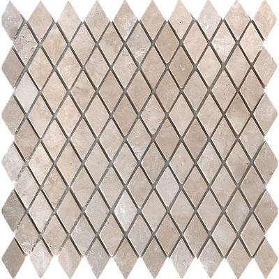 Colisseum Rhomboid 12 in. x 12 in. x 10 mm Tumbled Travertine Mesh-Mounted Mosaic Tile (10 sq. ft. / case)