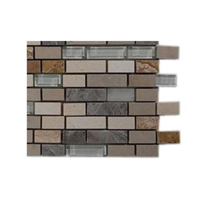 Arizona Rain Blend Pitzy Brick Glass and Marble Mosaic Tiles - 6 in. x 6 in. Tile Sample