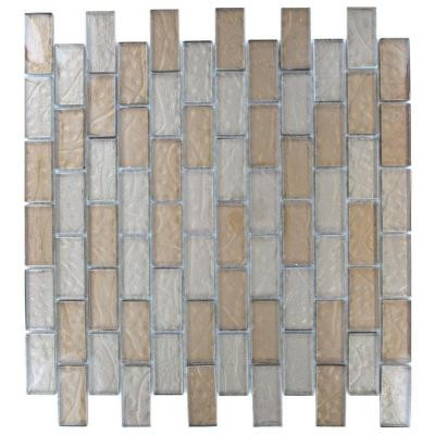 Cocoa Blend 1 in. x 2 in. Glass Floor and Wall Tile