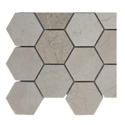 Crema Marfil Hexagon Polished Marble Floor and Wall Tile Sample