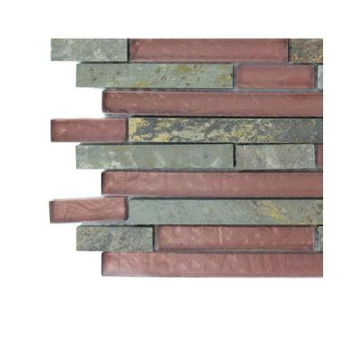 Geo Harmony Slate Rust Glass Tile Sample