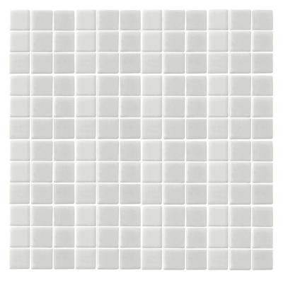 Oceanz O-White-1720 Mosaic Recycled Glass Anti Slip 12 in. x 12 in. Mesh Mounted Floor & Wall Tile (5 sq. ft.)