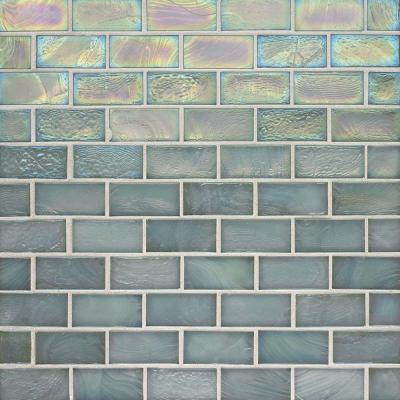 Edgewater Abalone 1 in. x 2 in. 10-5/8 in. x 10-5/8 in. Glass Floor & Wall Mosaic Tile-DISCONTINUED