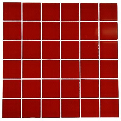 Contempo Lipstick Red Polished 12 in. x 12 in. x 8 mm Glass Floor and Wall Tile