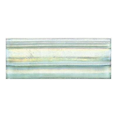 Cristallo Glass Aquamarine 3 in. x 8 in. Glass Chair Rail Accent Wall Tile
