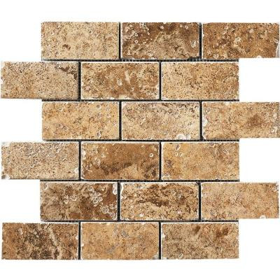 Montagna Belluno Noce 12 in. x 12 in. x 8mm Porcelain Mosaic Floor and Wall Tile