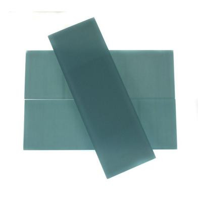 Contempo Turquoise Frosted 4 in. x 12 in. x 8 mm Glass Subway Tile (1 sq. ft. /case)