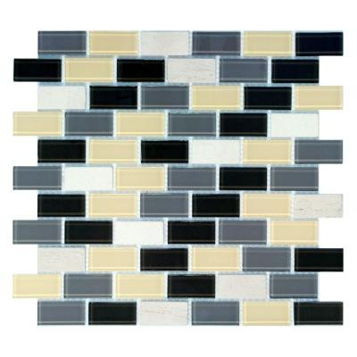 Driftwood 12 in. x 12 in. Blue/Gray Brick Mosaic Tile-DISCONTINUED