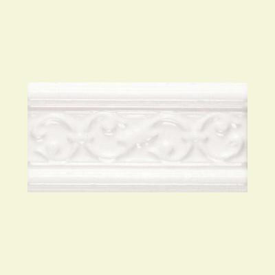Fashion Accents Arctic White 4 in. x 8 in. Ceramic Nexus Listello Wall Tile-DISCONTINUED