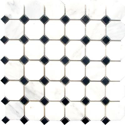 Greecian White Octagon 12 in. x 12 in. Honed Marble Mesh-Mounted Mosaic Tile