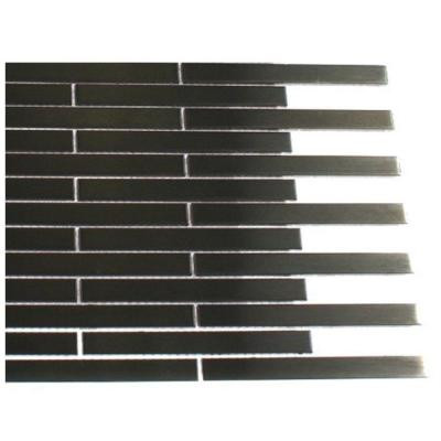 Metal Nero Stainless Steel 1/2 in. x 4 in. Stick Brick Tiles - 6 in. x 6 in. Tile Sample-DISCONTINUED