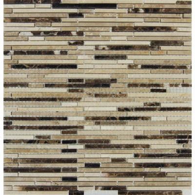 Emperador Blend Bamboo 12 in. x 12 in.Brown Marble Mesh-Mounted Mosaic Tile