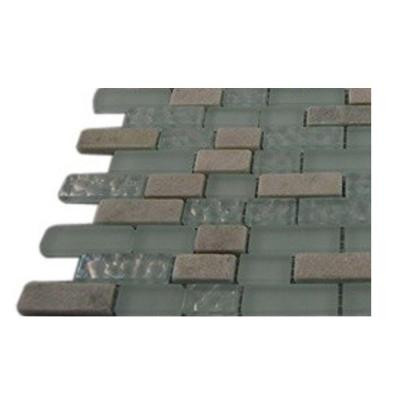 Emerald Bay Blend Brick Pattern 1/2 in. x 2 in. Marble and Glass Tiles Brick - 6 in. x 6 in. Floor and Wall Tile Sample