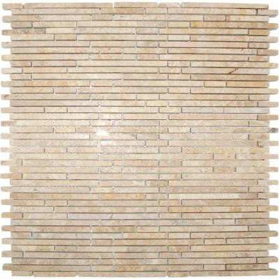 Crema Ivy Bamboo 12 in. x 12 in. x 10 mm Honed Marble Mesh-Mounted Mosaic Tile