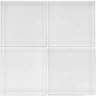 4 in. x 4 in. Contempo Bright White Polished Glass Tile-DISCONTINUED