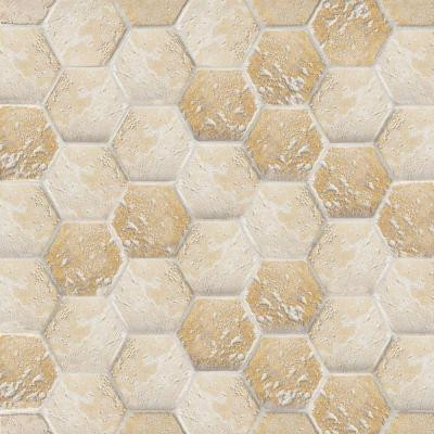 Gold Travertine Hex 12 in. x 12 in. x 8 mm Mosaic Wall Tile