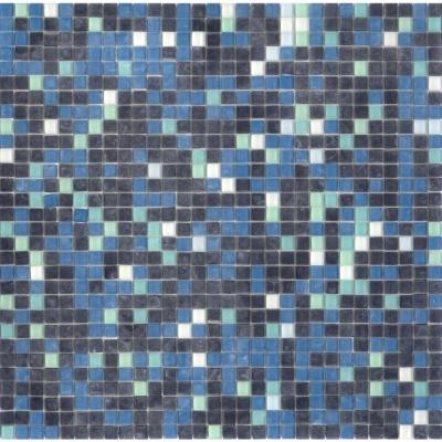 12.8 in. x 12.8 in. Venice Deep Ocean Mix Frosted Glass Tile-DISCONTINUED