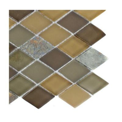 Tectonic Diamond Multicolor Slate and Earth Blend Glass Tiles 2 in. x 4 in. - 6 in. x 6 in.Tile Sample