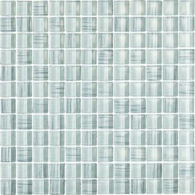 Brushstrokes Bianco-1506 Mosaic Glass Mesh Mounted Tile - 4 in. x 4 in. Tile Sample-DISCONTINUED