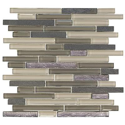 Silver Lace Ocean 11.875 in. x 13 in. x 8 mm Glass and Quartz Mosaic Wall Tile