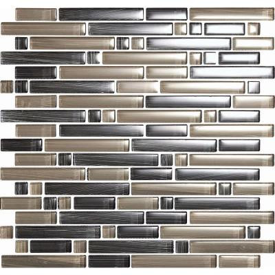 Brushstrokes Grigio-1504-S Strips Mosaic Glass 12 in. x 12 in. Mesh Mounted Tile (5 sq. ft.)
