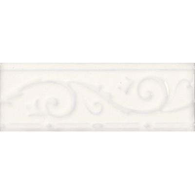 Fashion Accents White 3 in. x 8 in. Ceramic Ivy Listello Wall Tile