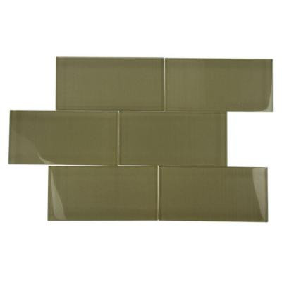 Contempo Khaki Polished 3 in. x 6 in. Glass Tiles-DISCONTINUED