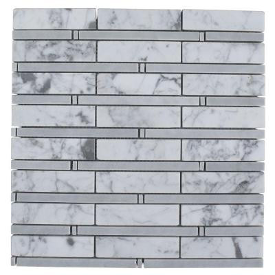Elder White Carrera and Light Bardiglio 12 in. x 12 in. Marble Floor and Wall Tile-DISCONTINUED