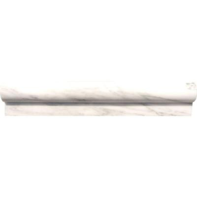 Greecian White 2 in. x 12 in. Polished Marble Rail Molding Wall Tile