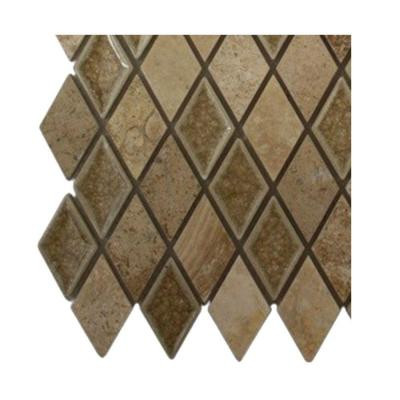 Roman Selection Side Saddle Diamond Glass Floor and Wall Tile - 6 in. x 6 in. Tile Sample