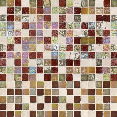 Harvest Noce 12 in. x 12 in. x 6 mm Glass Travertine Mosaic Wall Tile