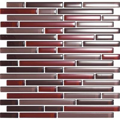 Color Blends Especia-1603-S Gloss Strips Mosaic Glass 12 in. x 12 in. Mesh Mounted Tile (5 Sq. Ft./Case)-DISCONTINUED