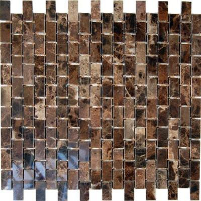 Rich Dark Emperador 12 in. x 12 in. x 8 mm Marble Mosaic Floor and Wall Tile