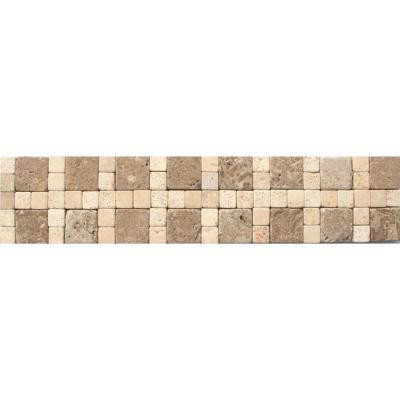 Cornerless Travertine Border 3 in. x 12 in. Floor and Wall Tile