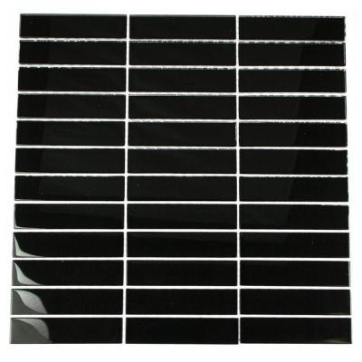 12 in. x 12 in. Contempo Classic Black Polished Glass Tile-DISCONTINUED