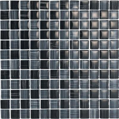 Brushstrokes Nero-1501 Mosaic Glass Mesh Mounted - 4 in. x 4 in. Tile Sample-DISCONTINUED