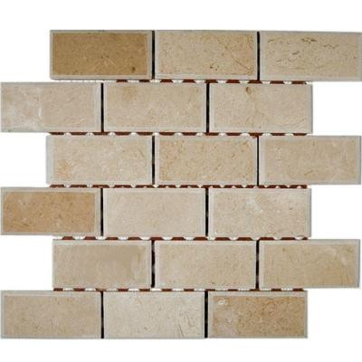 Crema Marfil Chamfered 12 in. x 12 in. x 8 mm Marble Mosaic Floor and Wall Tile
