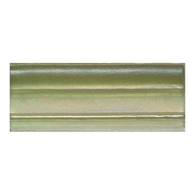 Cristallo Glass Peridot 3 in. x 8 in. Chair Rail Glass Accent Wall Tile