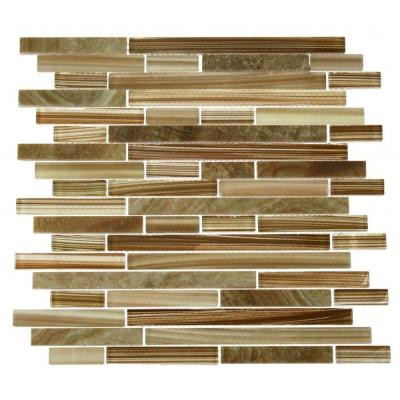 Temple Latte Foam 12 in. x 12 in.x 8 mm Glass and Marble Mosaic Floor and Wall Tile