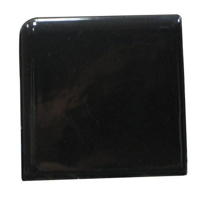 Bright Black 2 in. x 2 in. Ceramic Surface Bullnose Corner Wall Tile -DISCONTINUED