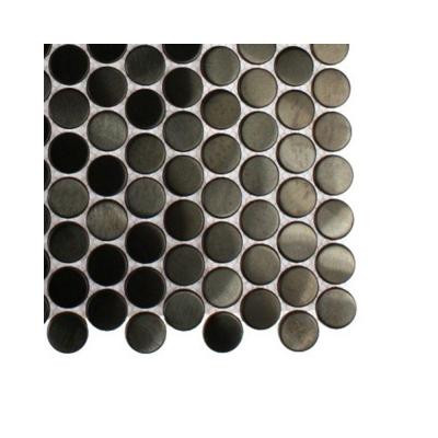 Metal Nero Penny Round Stainless Steel Floor and Wall Tile - 6 in. x 6 in. Tile Sample-DISCONTINUED