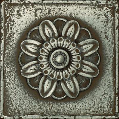 Metal Signatures 4-1/4 in. x 4-1/4 in. Iron Metal Rosette Decorative Wall Tile