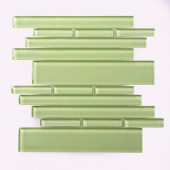 Piano Glass Tempo 10-1/2 in. x 9-1/2 in. x 7.93 mm Green Glass Mesh-Mounted Mosaic Wall Tile (6.9 sq.ft./case)