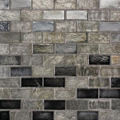Edgewater Silverstrand 1 in. x 2 in. 10 5/8 in. x 10 5/8 in. Glass and Slate Floor & Wall Mosaic Tile-DISCONTINUED