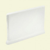 Bright White Ice 4 in. x 6 in. Ceramic Right Cove Base Corner Wall Tile-DISCONTINUED