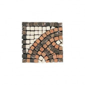 Travertine Rojo Marfil Emperador 4 in. x 4 in. x 9-1/2 mm Tumbled Slate Serpentine Corner Mosaic Wall Tile