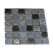 Tapestry Opium Blend 1 in. x 1 in. Marble and Glass Metal Tiles - 6 in. x 6 in. Tile Sample