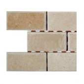 Crema Marfil 2 in. x 4 in. Chamfered Marble Mosaic Tile Sample